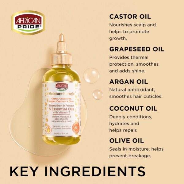 CASTOR, GRAPESEED, ARGAN, COCONUT & OLIVE 5 ESSENTIAL OILS, 4OZ