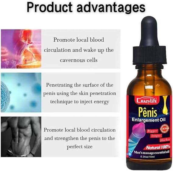 CRAZYLIFE Massage Enlargement Oil Increase Enlarge Oil Thicker Longer Stronger Large Size Enlarger Oil BLSEX for Men