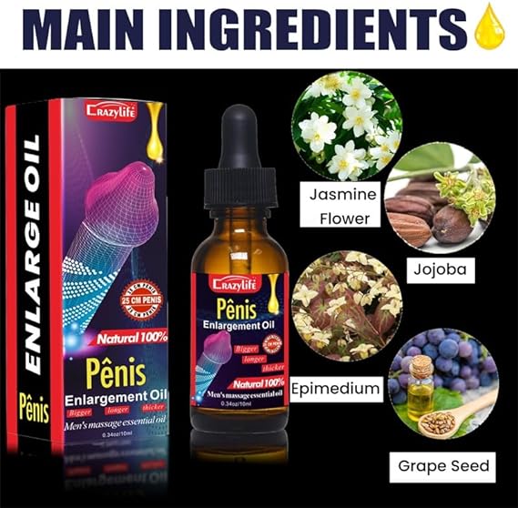 CRAZYLIFE Massage Enlargement Oil Increase Enlarge Oil Thicker Longer Stronger Large Size Enlarger Oil BLSEX for Men